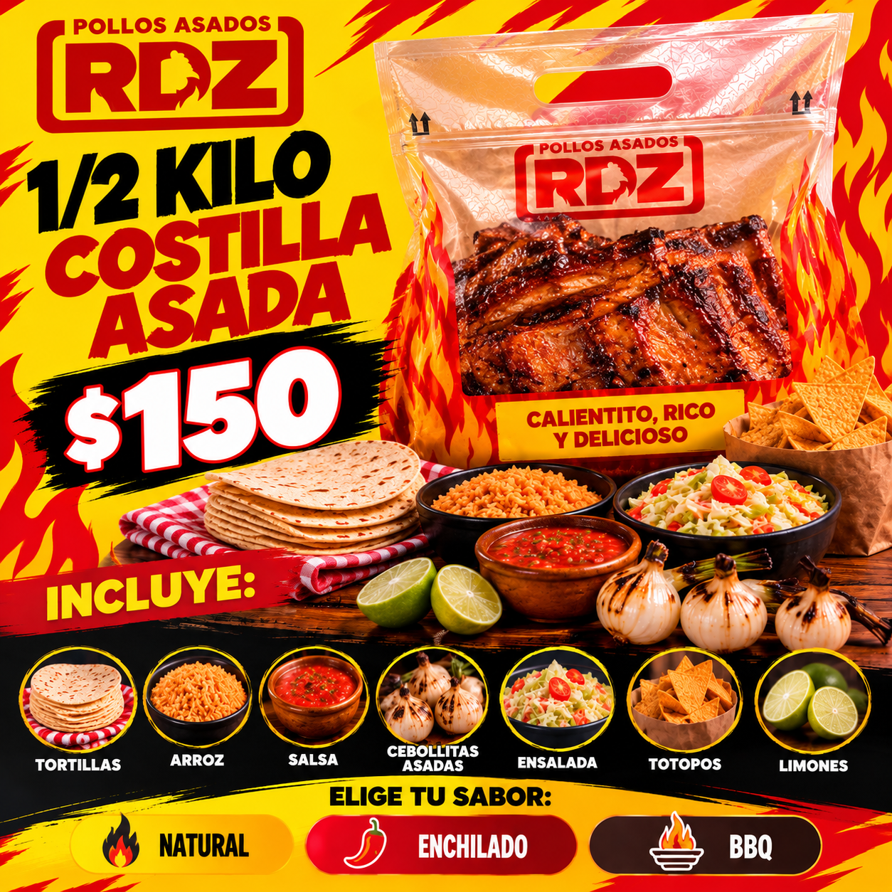 Costilla asada ½ kilo
